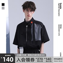 GRAY bosie summer new short-sleeved shirt male couple stitching fashion loose women casual shirt tide 11076