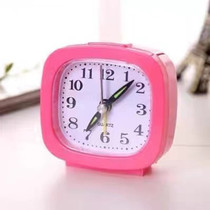 New candy color with light square alarm clock office home simple round single-sided student clock small alarm clock gift