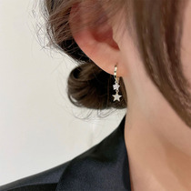 Korean star tassel earrings ear buckle summer female sterling silver 2021 new fashion niche high-grade sense earrings