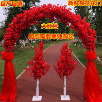 New wedding cherry blossom flower frame happy door arch shelf opening event shop celebration wedding flower door silk flower