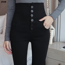 Long takeaway with enlarged code women pants 2021 spring and autumn high waist black pants children small leggings skintight and elastic and thin