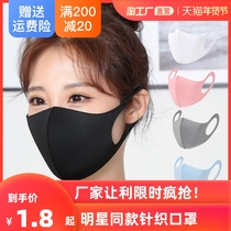 Mask female male Tide star same fashion warm sponge black 3d three-dimensional dustproof haze winter wind and cold