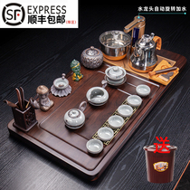 Ebony solid wood tea tray tea set full set purple sand kung fu teacup set fully automatic electrical appliances home simple