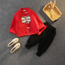 Boy Han Fu Autumn Winter Gown Dress Male baby Bayou New Years Eve Childrens New Year Thin Down Tang Dress FESTIVE WINTER CLOTHING