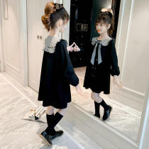 Internet red girl dress autumn dress 2022 new childrens long sleeve Korean version of the foreign atmosphere college wind big child princess skirt