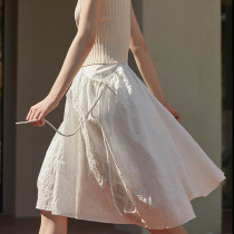 HOWL (three-dimensional bump bubble cotton)White irregular skirt Elastic waist Chiffon skirt with pockets