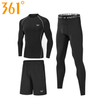 361 Degree Sports suit mens three-piece spring new long sleeve T-shirt shorts fitness suit training quick-drying running clothes