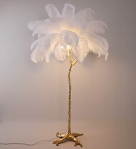 Postmodern feather floor lamp living room bedroom all copper light luxury Net red ins style creative personality Art Decoration lamp