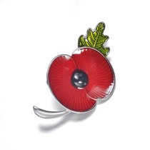 New vintage Red Enamel Poppy Flower Brooch Pin Broach