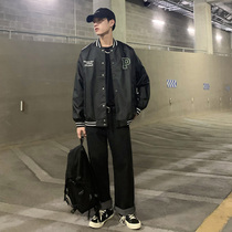 Spring and autumn locomotive clothing leather clothing mens tide Korean version of loose youth baseball collar jacket trend mens autumn coat handsome