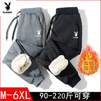 Playboy middle-aged and elderly cotton pants men winter plus velvet padded size lamb cashmere pants men Dad sweatpants