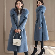 Double-sided cashmere woolen coat womens long model 2021 new high-end winter tweed tweed coat tide