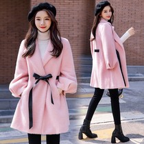 Double-sided cashmere woolen coat Womens Mid-length 2021 new high-end autumn and winter temperament mink wool jacket