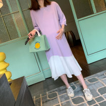 Pregnant women summer dress long short sleeve T-shirt skirt 2021 summer style maternity dress tide Hot Mom personality summer skirt