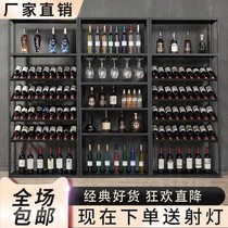 Show retro wrought iron wine rack wine wine cabinet storage floor rack against the wall bar new wine glasses