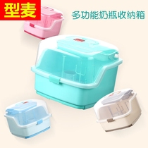 Baby bottle drying storage box Large portable dustproof baby supplies with cover Tableware storage box Drying rack