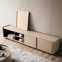 Italian rock panel TV cabinet Coffee table combination Light luxury minimalist designer Walnut color small apartment postmodern floor cabinet