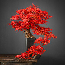 New Chinese entrance decoration simulation green plant welcoming pine Red maple bonsai fake potted hotel living room tea room decoration