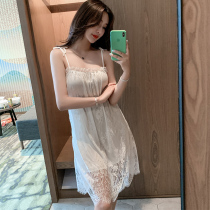 Sexy Harnesses Sleeping Dress Womens Summer Ice Silk Pure Desire Lace 2022 New web Red Burst True Silk Pyjamas