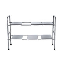 Stainless steel telescopic shelve kitchen sink Lower collection wall-mounted cupboard floor single double layer of adjustable storage pan shelf