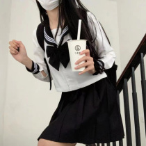 Original JK uniform black collar three basic summer Japanese college style genuine bad long dress sailor suit orthodox