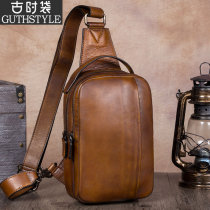 Retro Baotou Layer Cow Leather Bag Handbag Handmade Leather Bag Mens Slanted Satchel Mens Chest Bag Mens Genuine Leather Soft Leather 2021 New