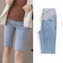 Pregnant women fashion new summer wear thin belly denim shorts Korean version of five-point pants bottoming maternity dress tide