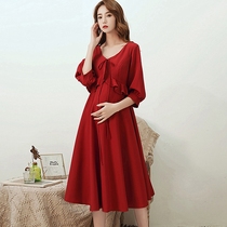 Large size pregnant women fat mm toast clothes show thin back door summer 200 kg high waist wedding fat bridal dress cover belly