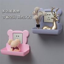 Home Switch Wall Sticker Shelve to put mobile phone Charging wall Wall Socket Protective Sleeve Decorative frame 3d Stereo