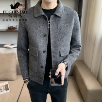 Fugui bird spring and autumn double-sided cashmere coat mens short Korean trend woolen winter wool high-end mens jacket