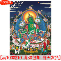 Fate vertical version of the green mother Buddha statue portrait Tibetan Buddhist Tantric Thangka mother goddess statue hanging painting photo frame table plastic seal