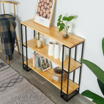 Nordic solid wood shelf decoration porch cabinet iron porch modern simple porch table light luxury bookshelf against the wall