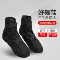 Lace-free jazz boots high-top children Velcro canvas jazz dance shoes soft soles adult clasp strap heel jazz shoes