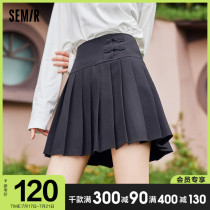 Senma pleated skirt womens summer 2021 new A-line skirt high waist sweet cool skirt short Chinese style short skirt personality