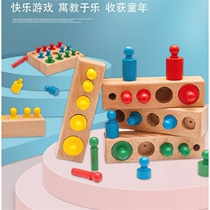 Beech Wood Montessori socket cylinder small socket Montessori early education teaching aids childrens intelligence sensory training puzzle