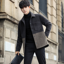 Winter short woolen trench coat mens Korean version of Tide brand mink woolen coat 2021 New thick mens coat