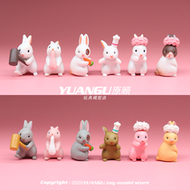 Japanese simulation mini rabbit cartoon animal model miniature toy micro landscape cute desktop ornaments gift