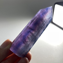 Natural selection two-color purple blue fluorite column dreamy color Energy column healing stone hexagonal prism transparent body