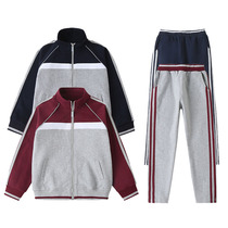 Middle School students cotton spring and autumn College uniform baseball uniforms baseball uniforms children Tibetan green jujube red gray British style sports suit tide