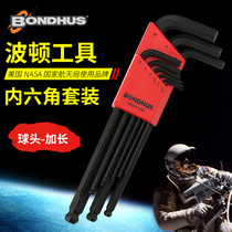 American chrome vanadium alloy steel Bolton 109463710999 Male Imperial extended ball head hex wrench set