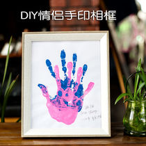 Couple handprint photo frame palm printing family tree baby footprints commemorative gift color diy handmade paint