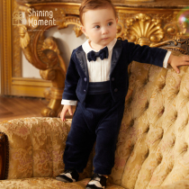 ShiningMoment baby autumn fake two-piece suit one-piece male baby 100-day birthday one-year-old dress