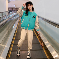 Girl Spring Dress Jacket New Ocean Gas 2022 Fashion Girl Spring Thin Jacket Childrens Tennis Red Baseball Suit