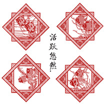  Handmade fine-grained carved paper finished ornamental fish Chinese style decorative painting Folk characteristics craft paper-cut window grilles hollow