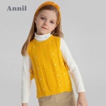 Anay Childrens Clothing Girl Spring Autumn Clothing Pure Cotton Knit Cotton Thread Sweater Waistcoat Waistcoat EG132401