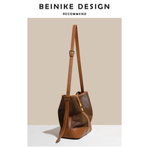 Benike autumn and winter bucket bag women 2021 New French niche retro large capacity versatile shoulder shoulder bag