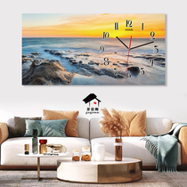 Modern simple landscape painting series horizontal rectangular Nordic personality creative fashion hanging painting clock dining room living room