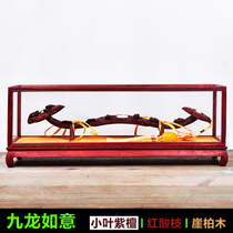 Small leaf red sandalwood Ruyi ornaments solid wood living room mahogany carving boutique light luxury high-end atmosphere New Chinese home accessories