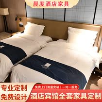 Hotel furniture Full set of five-star guest room furniture Hotel bed custom hotel bed sheets Double bed standard room full set