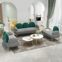 Modern simple fabric sofa clothing store reception light luxury fashion Nordic personality small apartment thousand bird Grid Net Red